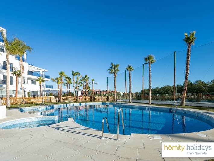 Apartamento para 6 personas, con vistas además de jardín y terraza, Familias con niños en Playa Granada