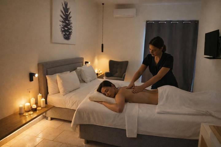 Location de vacances pour 4 personnes, avec jacuzzi ainsi que piscine et jardin, adapté aux familles dans Égine - 3