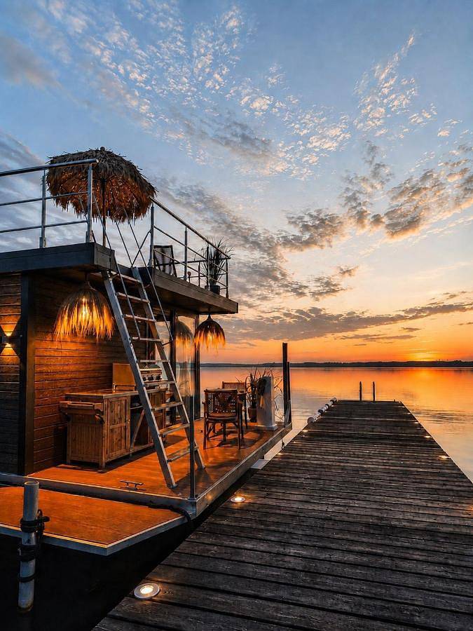 Boot für 2 Personen, mit Terrasse und Sauna sowie Seeblick und Ausblick in Dahme-Spreewald