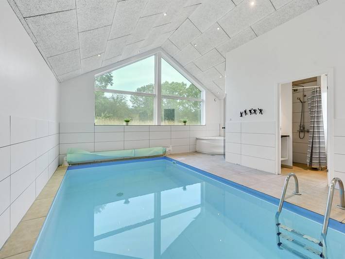 Ferieudlejning for 18 personer, med sauna og terrasse såvel som jacuzzi og pool, husdyr tilladt i Lohals