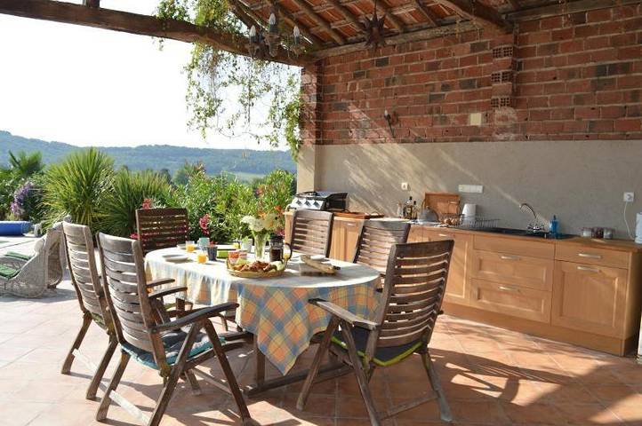 Maison de campagne pour 14 personnes, avec Terrasse ainsi que Jardin et Piscine à Lascazères - 4