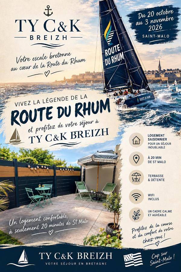 Location de vacances pour 2 personnes, avec Terrasse et Jardin à Plerguer