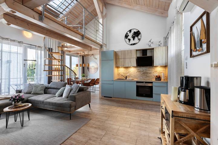 Ferienwohnung für 5 Personen, mit Balkon und Sauna sowie Seeblick in Mücheln (Geiseltal)