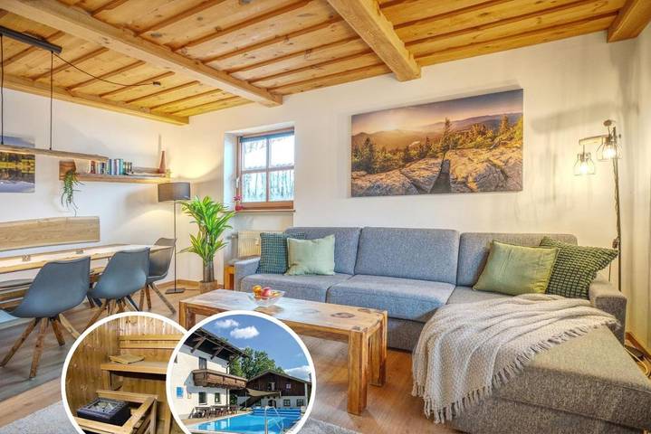 Ferienwohnung für 5 Personen, mit Balkon und Garten sowie Pool und Sauna