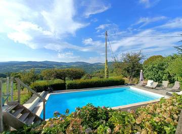 Gîte pour 10 personnes, avec vue et piscine ainsi que balcon et jardin à Colombier-le-Vieux