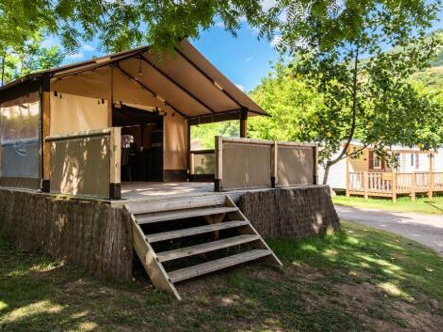 Camping Millau Plage - Safarizelt 5 personen - Zelt Lodge 3 Zimmer 5 Personen + Tv in Millau, Parc naturel régional des Grands Causses