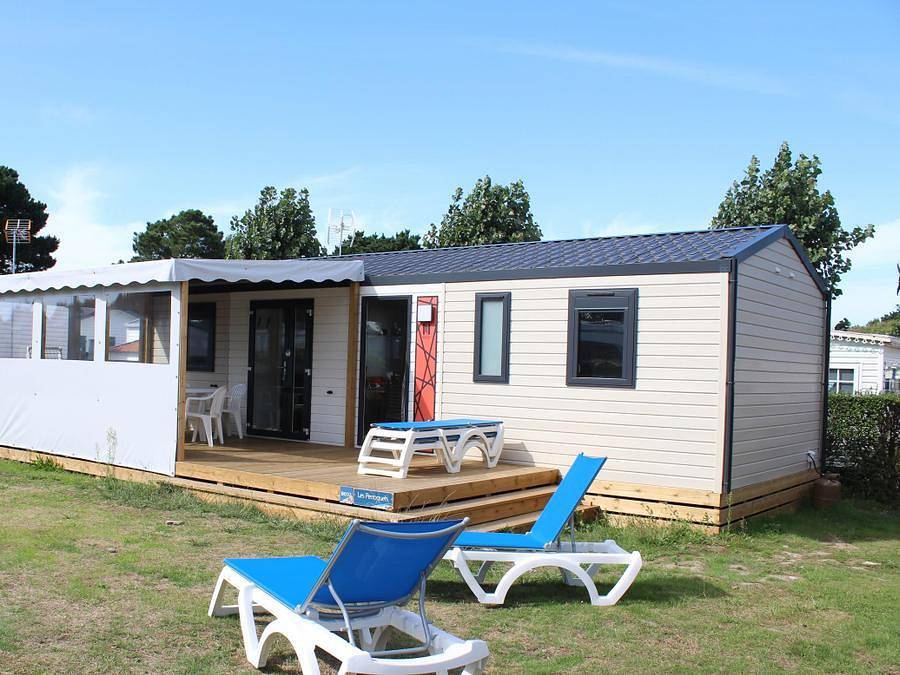 Flower Camping La Guichardière - Mobilheim 8 personen - Mobilheim Grand Confort 3 Zimmer 2 Bäder 36 m² Überdachte Terrasse 6/8 Pers. in La Plaine-sur-Mer, Côte de Jade
