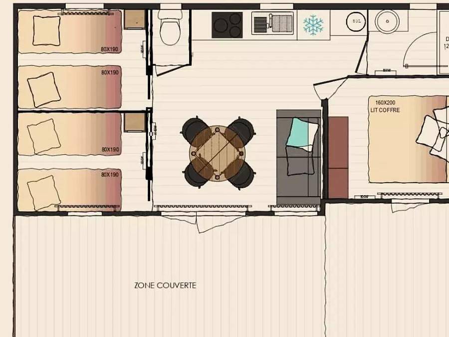 Camping maeva Respire Le Bois de La Gachère - Mobilhome 4 personas - Manyara Cottage 3 Habitaciones 4 Personas in Olonne-sur-Mer, Les Sables-d'Olonne