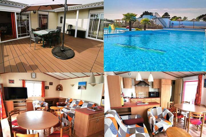 Camping pour 6 personnes, avec jardin ainsi que piscine et terrasse à Brem-sur-Mer