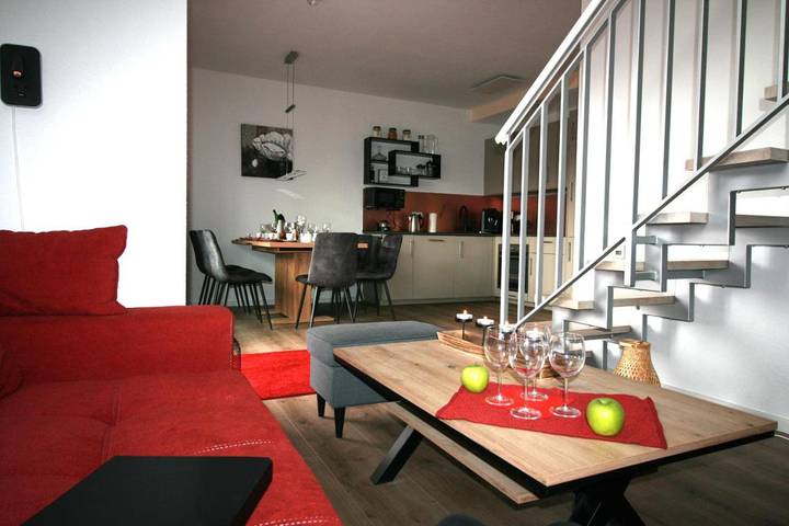 Apartament wakacyjny dla 7 osób, z Balkon i Taras oraz Widok w Reichenberg