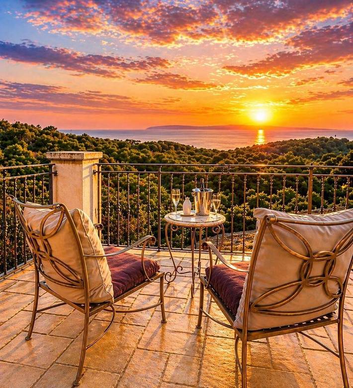 Ferienhaus für 8 Personen, mit Terrasse und Garten sowie Ausblick und Pool, mit Haustier