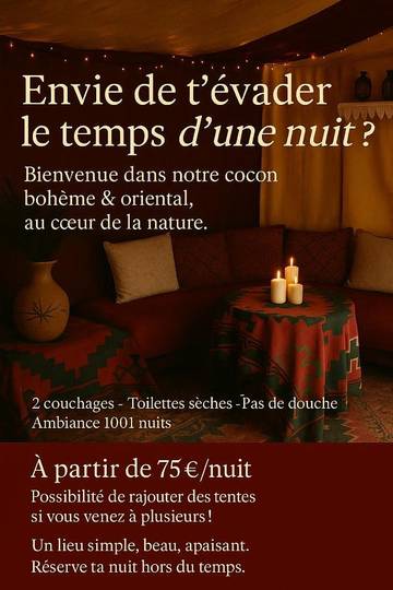 Tente pour 4 personnes, avec jardin, animaux acceptés dans l' Ain