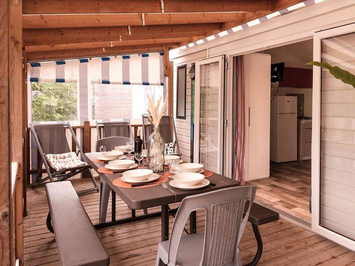 Mobil home pour 8 personnes, avec terrasse et bassin pour enfant à Landevieille - 2