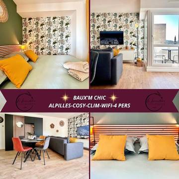 Gîte pour 4 personnes, avec terrasse ainsi que vue et piscine à Les Baux-de-Provence