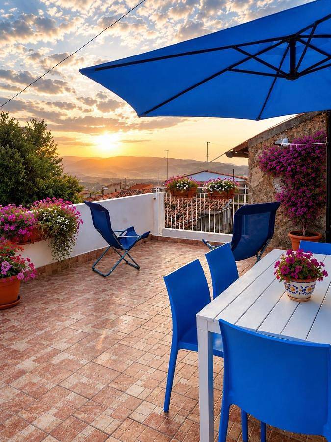 Ferienhaus für 7 Personen, mit Balkon und Terrasse sowie Garten und Ausblick