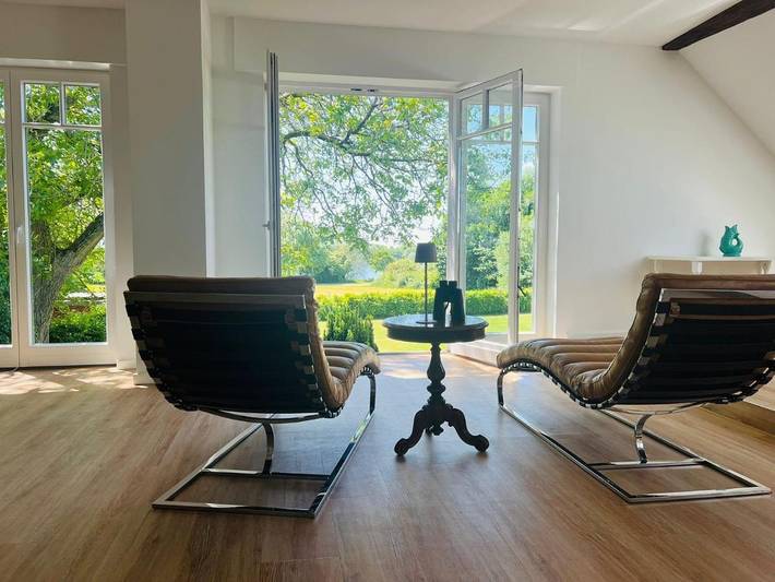 Ferienhaus für 5 Personen, mit Garten und Ausblick sowie Seeblick am Niederrhein