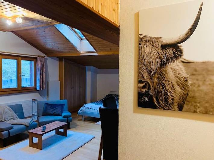 Ferienwohnung für 3 Personen, mit Terrasse und Garten sowie Ausblick in Mundaun