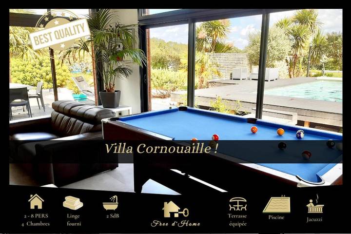 Villa pour 8 personnes, avec terrasse ainsi que piscine et jardin