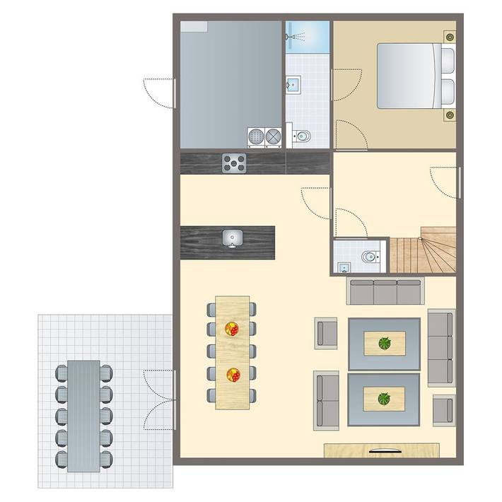 Ferienhaus für 10 Personen, mit Balkon/Terrasse und Terrasse