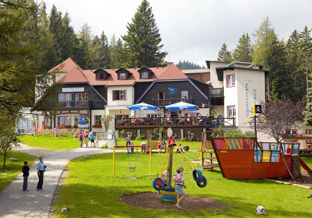Alpengasthof Enzian - Doppelzimmer mit Terasse in Mönichkirchen, Bezirk Neunkirchen