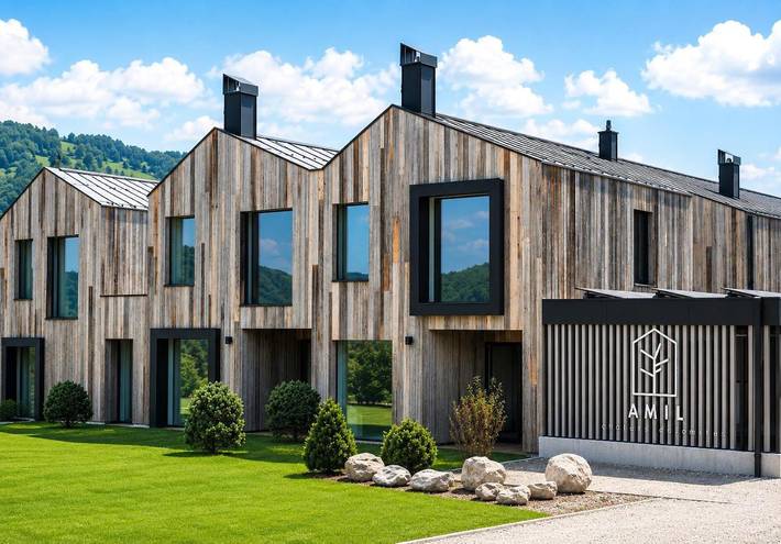 Chalet für 4 Personen, mit Terrasse und Garten sowie Sauna und Ausblick