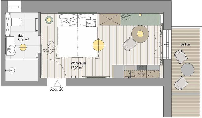 Ferienwohnung für 2 Personen, mit Balkon und Ausblick sowie Garten - 1