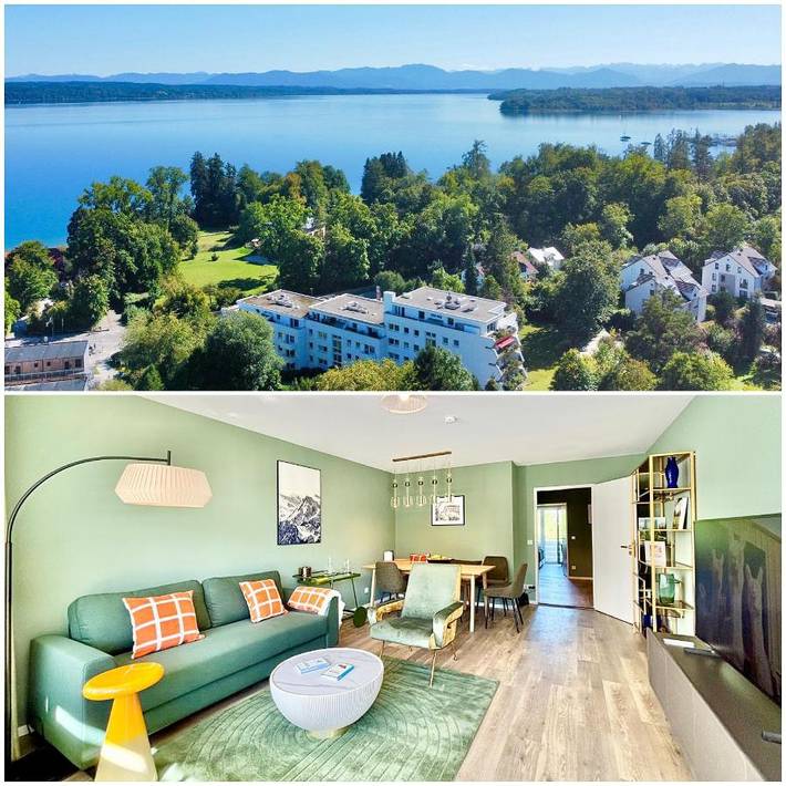 Ferienwohnung für 6 Personen, mit Balkon und Terrasse sowie Seeblick und Ausblick in Tutzing