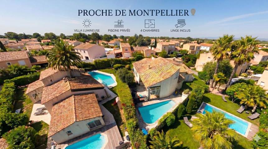 Villa pour 8 personnes, avec Terrasse ainsi que Jardin et Piscine à Lattes
