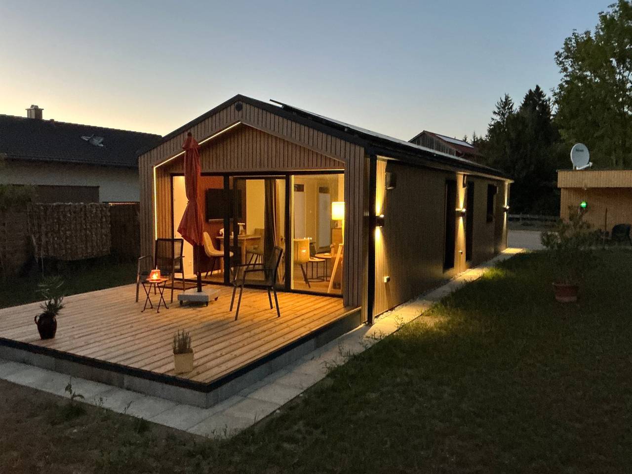 Ganze Ferienwohnung, Tiny Home „Auszeit“ mit Bergblick, WLAN und Klimaanlage in Scheidegg, Bayerisch Schwaben
