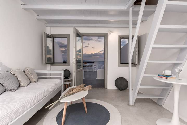 Villa for 2 personer, med sjøutsikt og balkong i tillegg til badebasseng på Santorini