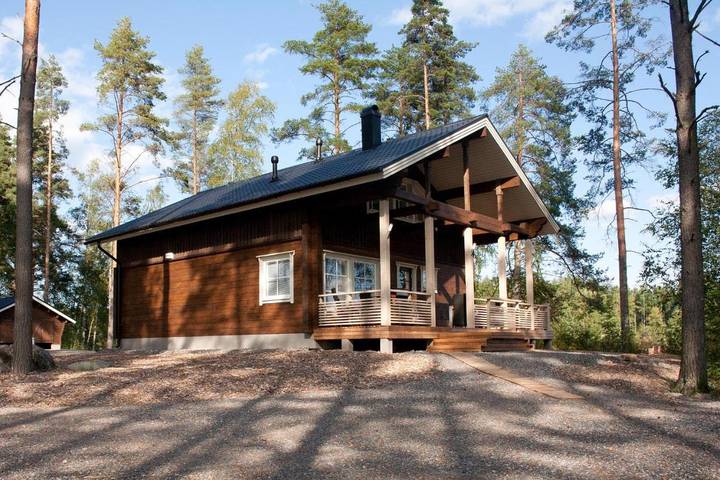 Ferienhaus für 6 Personen, mit Terrasse und Sauna sowie Seeblick und Ausblick