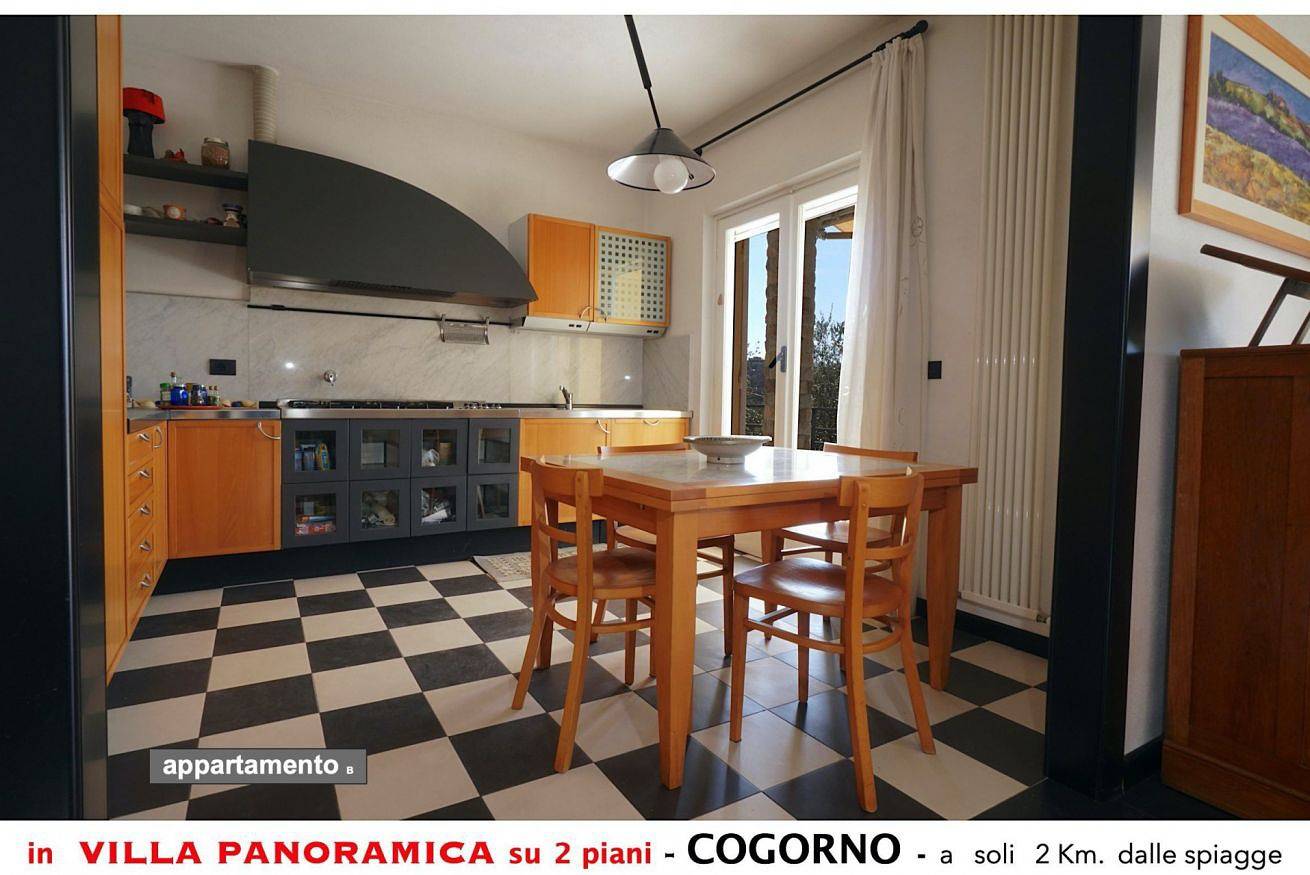 Ganze Wohnung, Apartment B in einer Villa mit Panoramablick in San Salvatore, Cogorno