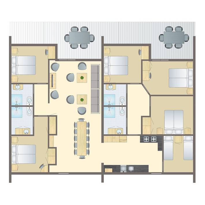 Bungalow für 12 Personen, mit Balkon/Terrasse und Terrasse sowie Sauna in Dänemark