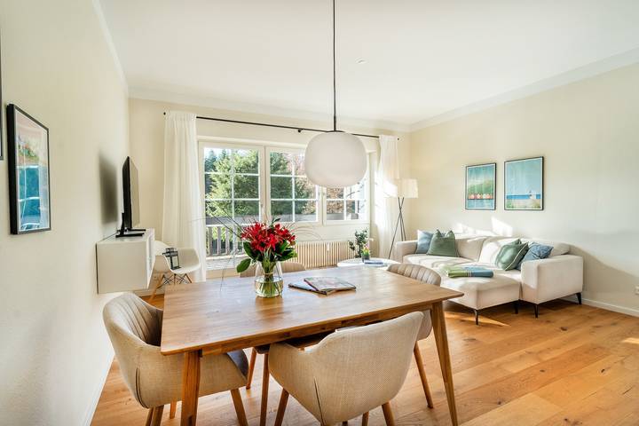 Ferienwohnung für 2 Personen, mit Balkon und Garten sowie Sauna