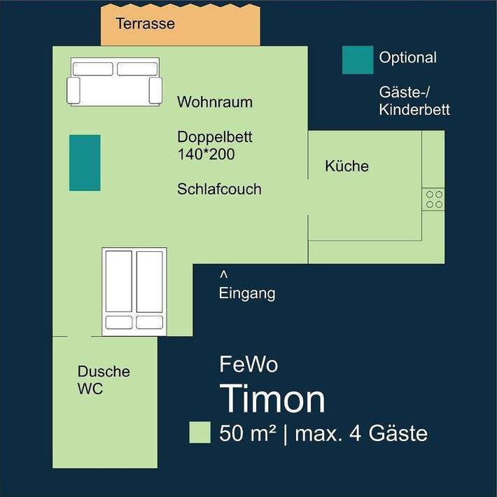 Ferienwohnung für 4 Personen, mit Balkon und Terrasse sowie Garten und Ausblick in Hamm - 2