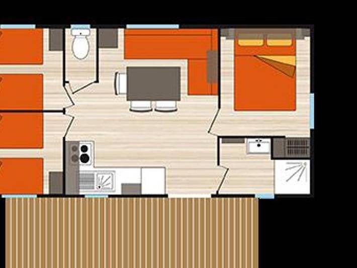 Camping Soleil D'or - Mobilhome 6 personnes - Mobil Home Standard Samedi 3 Chambres in Vendays-Montalivet, Région de Lesparre-Médoc