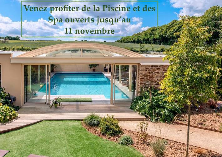 Gîte pour 4 personnes, avec piscine ainsi que vue et jardin à Calorguen