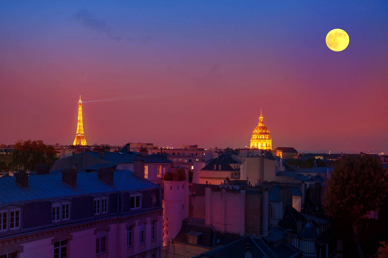 Eiffel Tower view  terrace Saint Germain des Pres in Paris, Ile de France