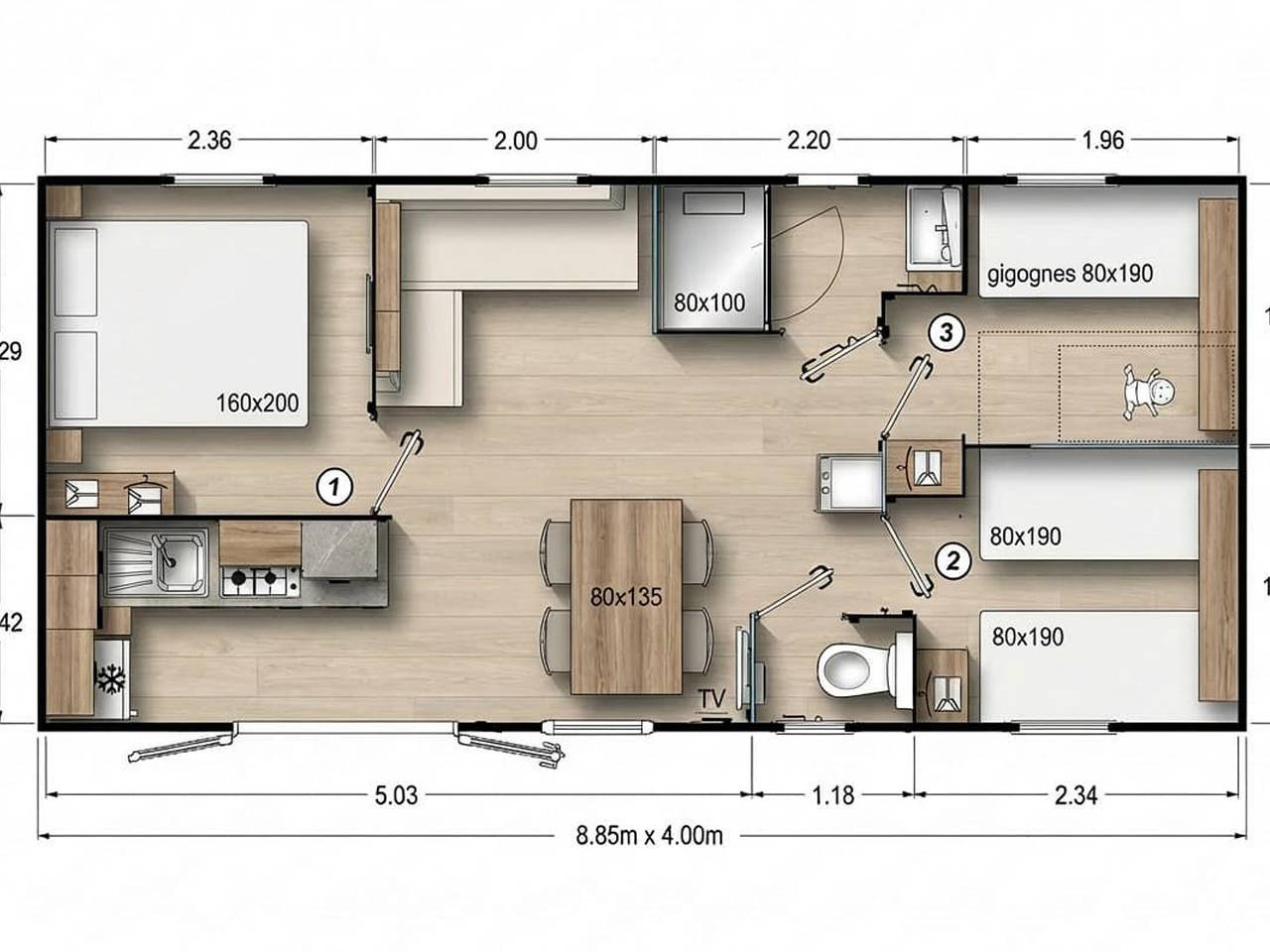 Mobil-home 6 pers. - Terrasse au Camping Saint-Gérons in Saint-Gérons, Région d'Aurillac
