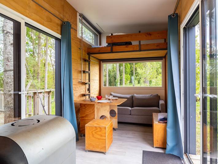 Appartement de vacances entier, "La Cafoutche Tiny - 5 personnes" avec terrasse privée, jardin partagé et Wi-Fi in Gommenec'h, Cotes-d'Armor