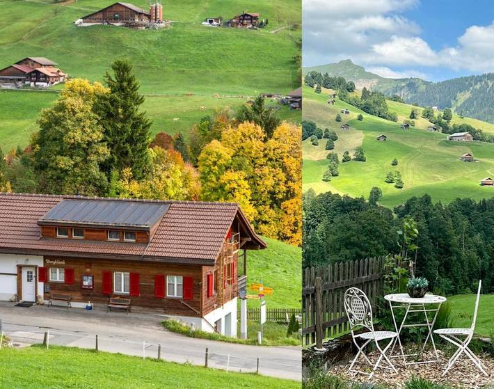 Ferienhaus für 9 Personen, mit Balkon und Whirlpool sowie Terrasse und Garten in Habkern
