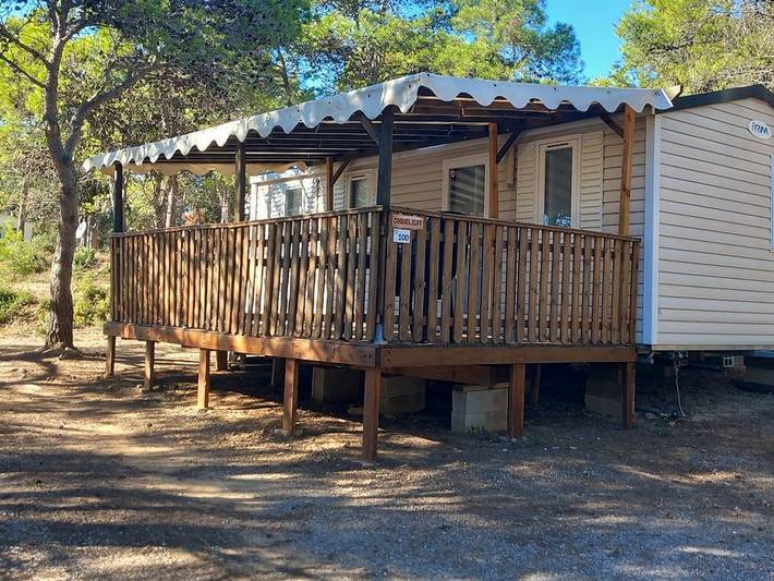 Camping Le Pinada - Mobilheim 6 personen - Tout Confort - 3 Schlafzimmer mit Klimaanlage und Tv - 30m² in Fabrezan, Mittelmeerküste (Frankreich)