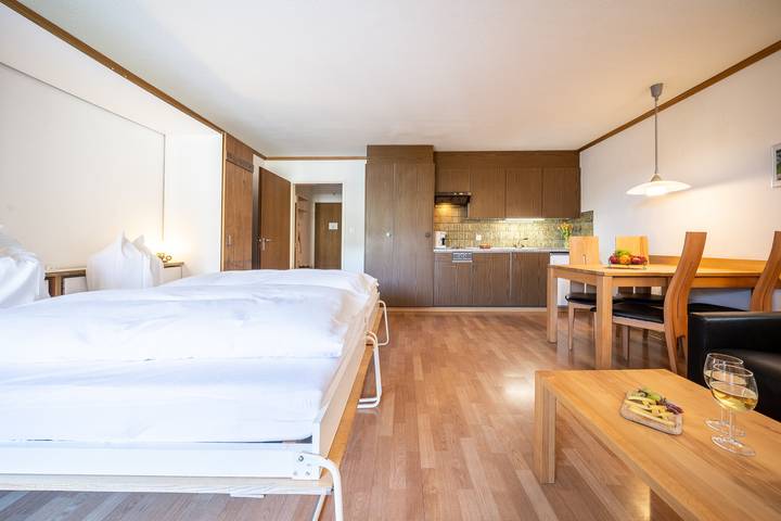 Ganzes Studio, 4306 Liebevolle 1,5-Zimmer-Wohnung mit Balkon und traumhaftem Ausblick in Vulpera, Tarasp