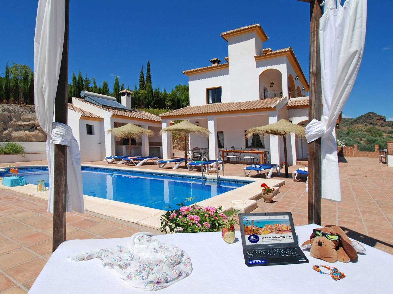 Villa José 1, beheizter Pool, Meerblick. in Comares, Provincia de Málaga