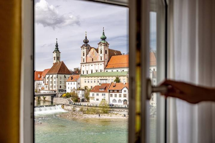 Hotel für 3 Personen, mit Ausblick und Sauna sowie Garten, mit Haustier in Steyr