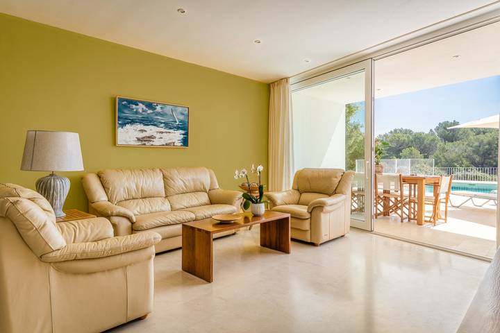Seafront Villa Cel with Sea View, Pool, Terrace & Wi-Fi in Cala Blanes, Ciutadella