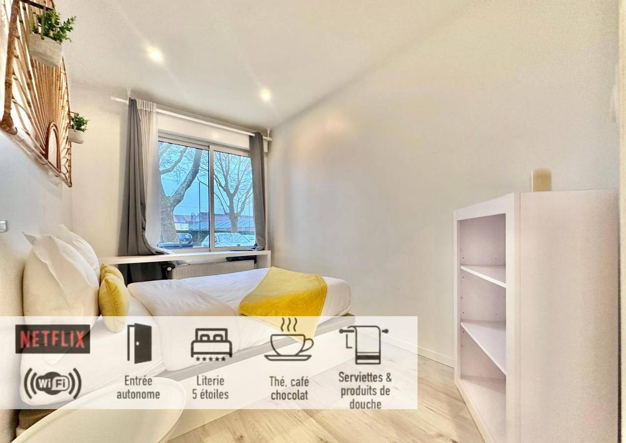 Appartement entier, 30 - Appartement avec Tv Xl, 2 chambres, jardin, parking, prox Gare et Centrelille in Mons-en-Barœul, Région de Lille