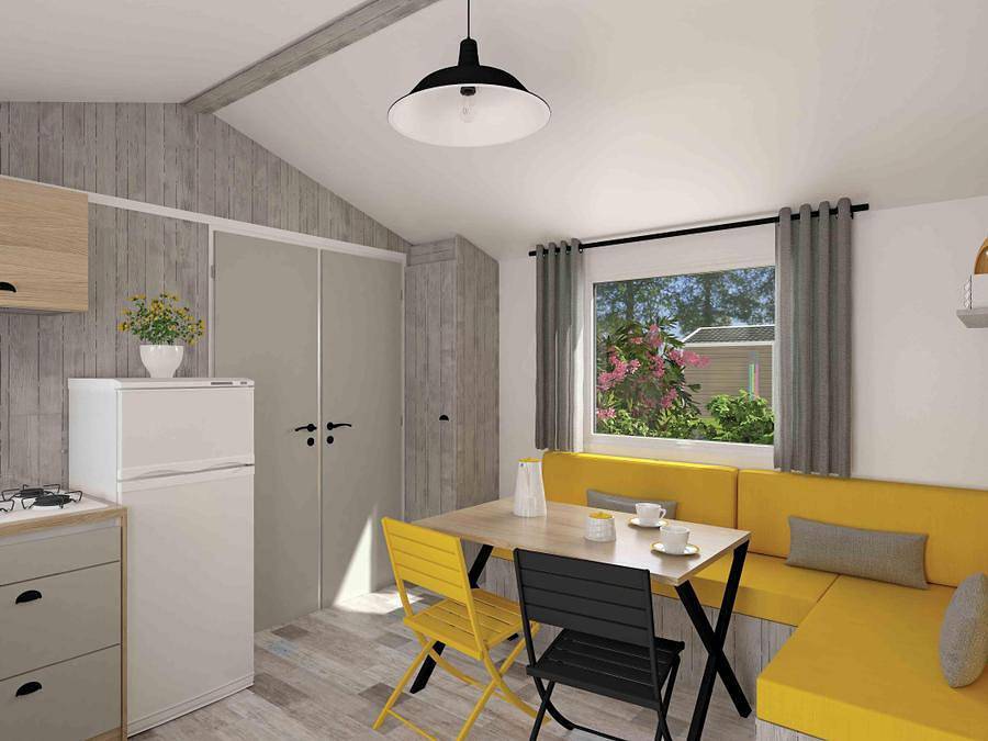 Flower Camping la Canadienne - Mobilhome 4 personas - Premium 28m² - 2 habitaciones + Tv + terraza semicubierta + sábanas + toallas in Arès, Region de Arcachon