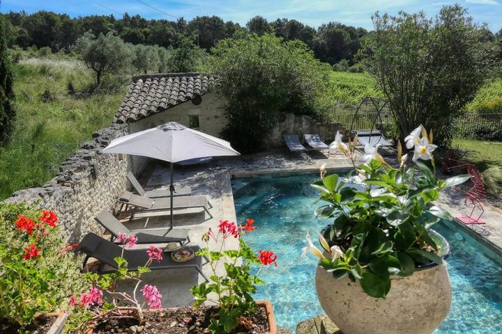 Maison de vacances pour 4 personnes, avec jardin ainsi que piscine et vue, animaux acceptés