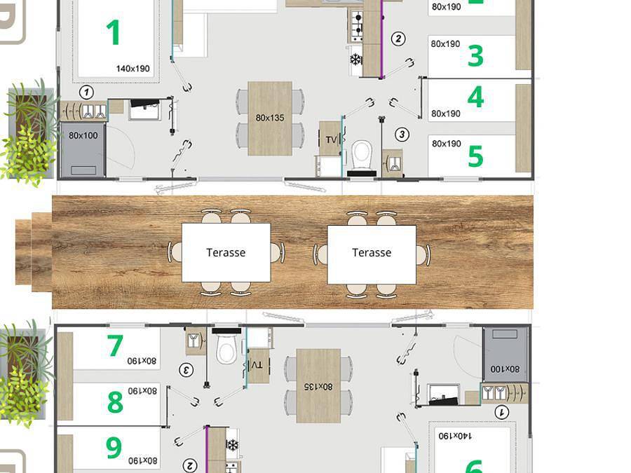 Camping Country Park Crecy La Chapelle - Next to Disneyland Paris - Mobilheim 6 personen - Lodge Twin 6Pers 6Ch 2Sdb 1/12 Pers. in Crécy-la-Chapelle, Seine-et-Marne
